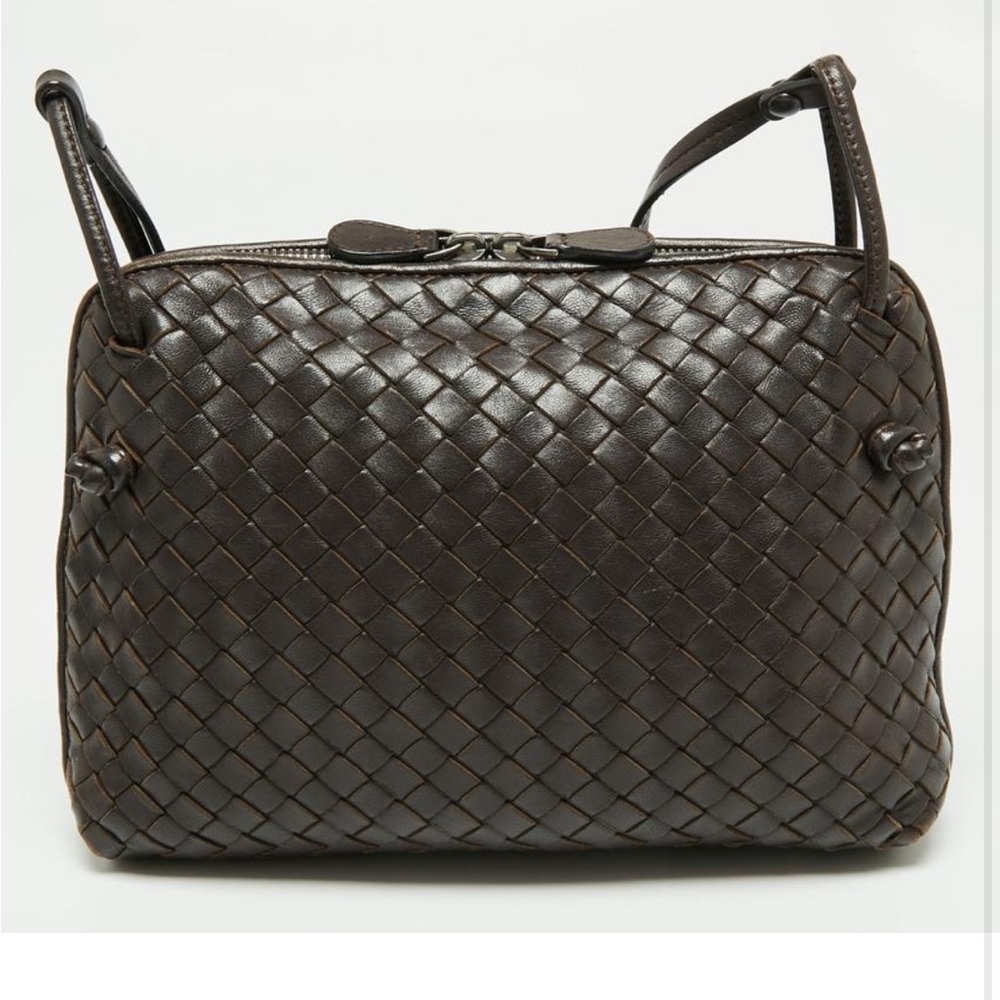 Crossbody Choco Brown Intrecciato Leather Nodini Shoulder Bag